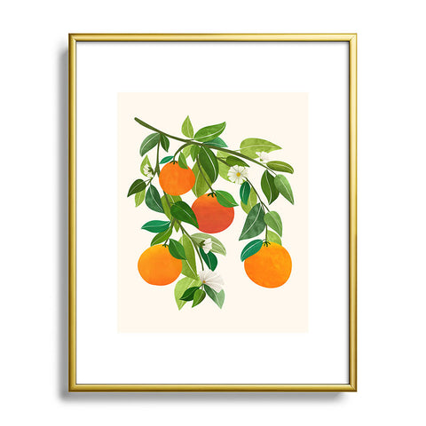Modern Tropical Oranges and Blossoms II Tropical Fruit Metal Framed Art Print