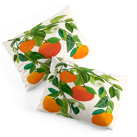 Modern Tropical Oranges and Blossoms II Tropical Fruit Pillow Shams