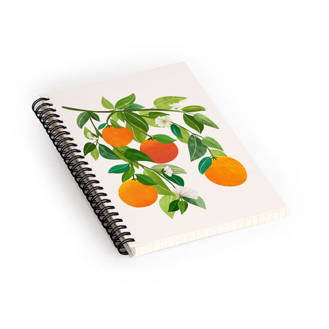 Modern Tropical Oranges and Blossoms II Tropical Fruit Spiral Notebook