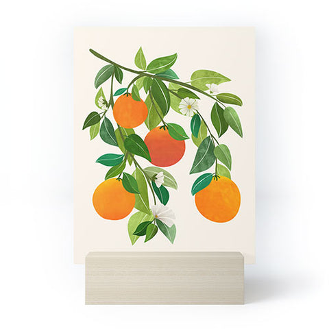 Modern Tropical Oranges and Blossoms II Tropical Fruit Mini Art Print