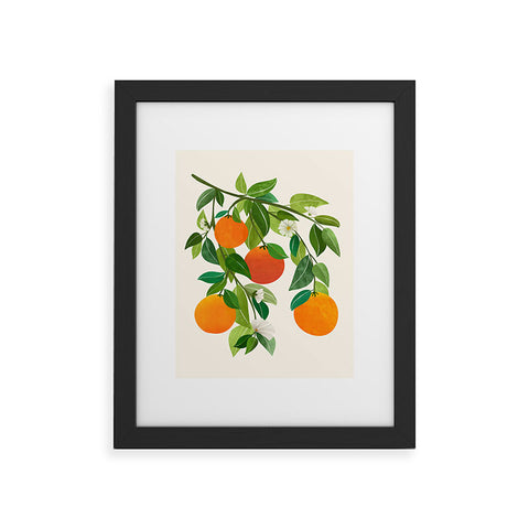 Modern Tropical Oranges and Blossoms II Tropical Fruit Framed Art Print