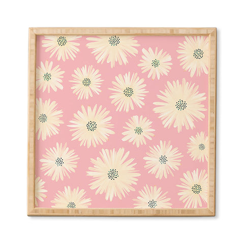 Modern Tropical Playful Pink Floral Framed Wall Art