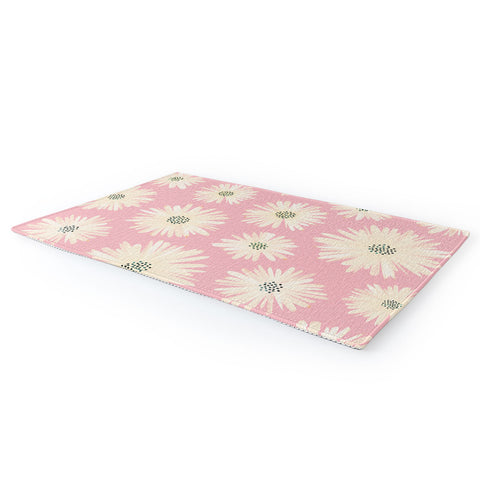 Modern Tropical Playful Pink Floral Area Rug