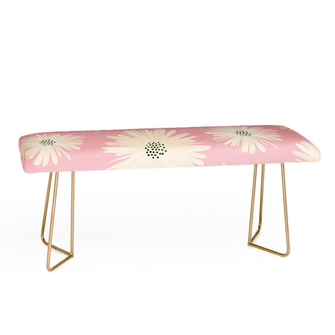Modern Tropical Playful Pink Floral Bench