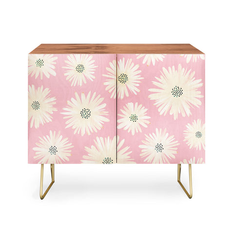 Modern Tropical Playful Pink Floral Credenza