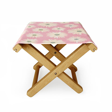 Modern Tropical Playful Pink Floral Folding Stool