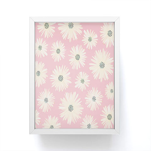 Modern Tropical Playful Pink Floral Framed Mini Art Print