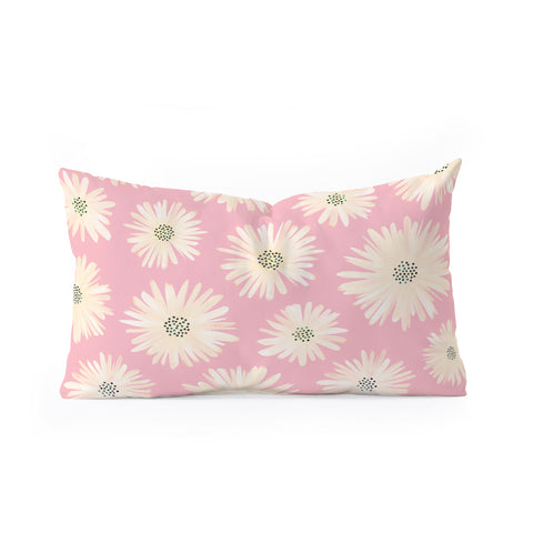 Modern Tropical Playful Pink Floral Oblong Throw Pillow
