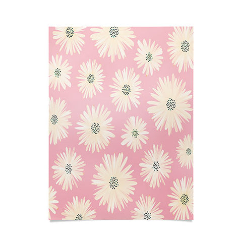 Modern Tropical Playful Pink Floral Poster
