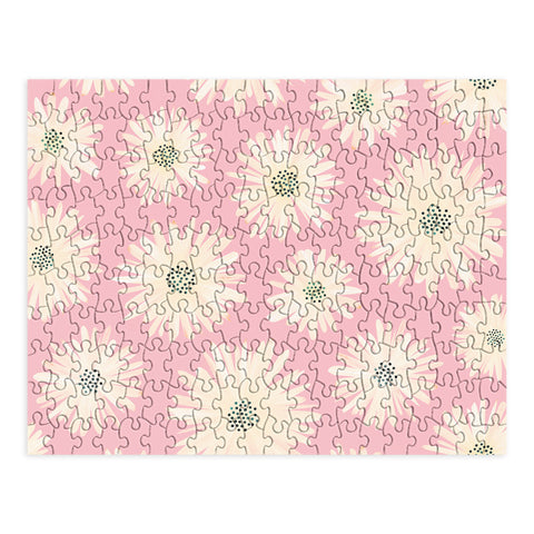Modern Tropical Playful Pink Floral Puzzle