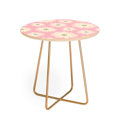 Modern Tropical Playful Pink Floral Round Side Table