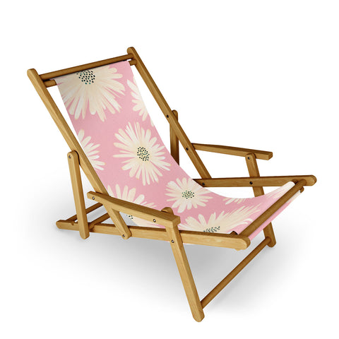 Modern Tropical Playful Pink Floral Sling Chair