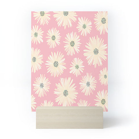 Modern Tropical Playful Pink Floral Mini Art Print