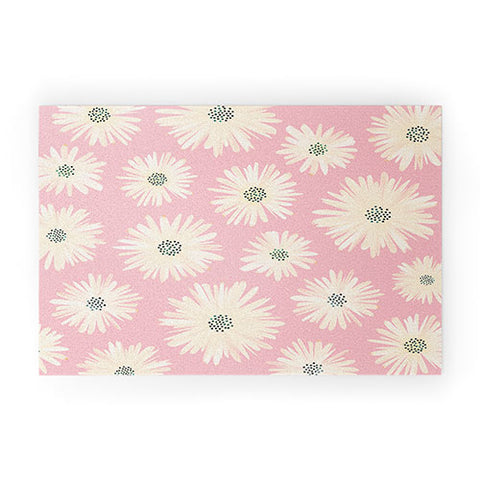 Modern Tropical Playful Pink Floral Welcome Mat