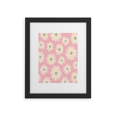 Modern Tropical Playful Pink Floral Framed Art Print