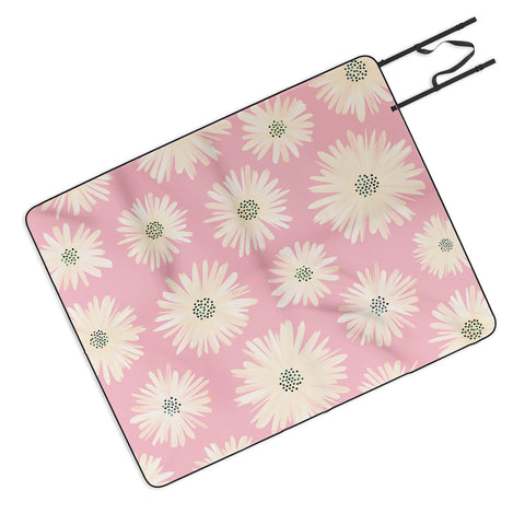 Modern Tropical Playful Pink Floral Picnic Blanket
