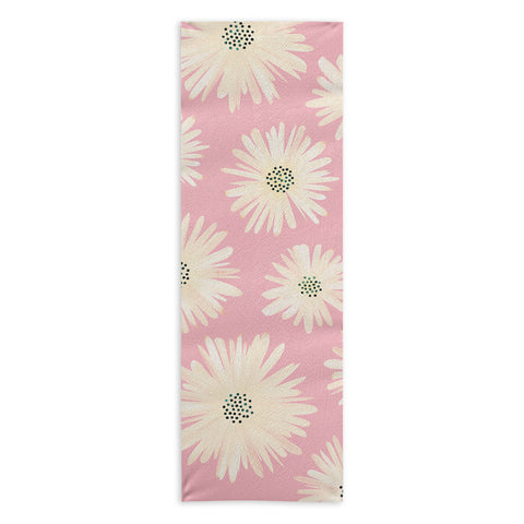 Modern Tropical Playful Pink Floral Yoga Towel