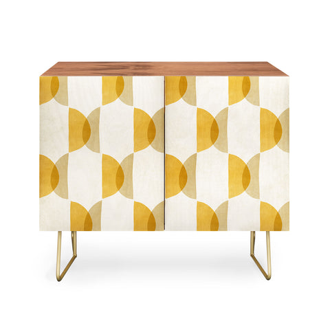 Modern Tropical Shape Study in Gold Geometric Credenza