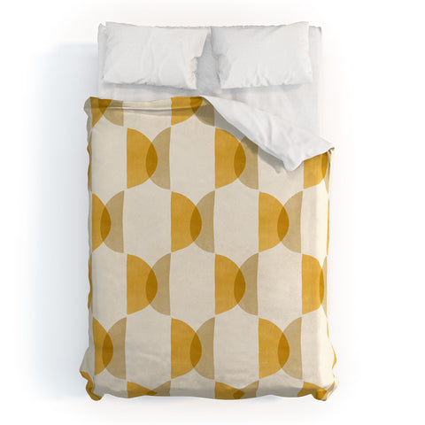 Modern Tropical Shape Study in Gold Geometric Duvet Cover