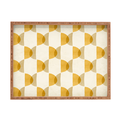 Modern Tropical Shape Study in Gold Geometric Rectangular Tray