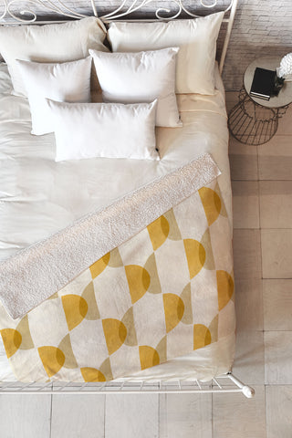 Modern Tropical Shape Study in Gold Geometric Fleece Throw Blanket