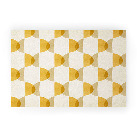 Modern Tropical Shape Study in Gold Geometric Welcome Mat
