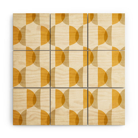 Modern Tropical Shape Study in Gold Geometric Wood Wall Mural