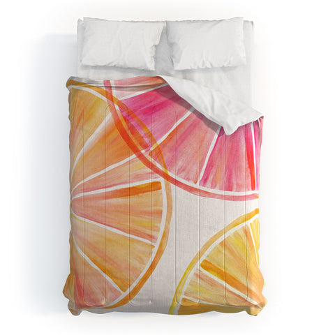Modern Tropical Summer Citrus Party Comforter