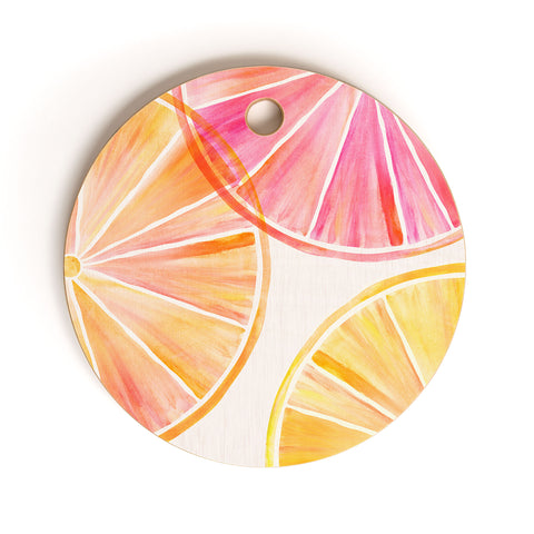 Modern Tropical Summer Citrus Party Cutting Board Round