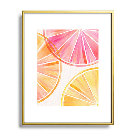 Modern Tropical Summer Citrus Party Metal Framed Art Print