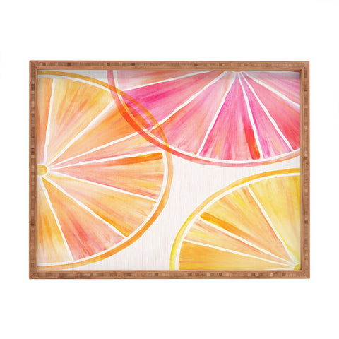Modern Tropical Summer Citrus Party Rectangular Tray