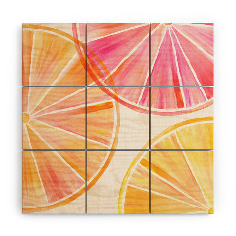 Modern Tropical Summer Citrus Party Wood Wall Mural