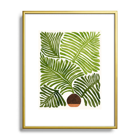 Modern Tropical Summer Fern Simple Modern Watercolor Metal Framed Art Print