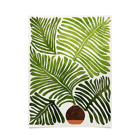 Modern Tropical Summer Fern Simple Modern Watercolor Poster