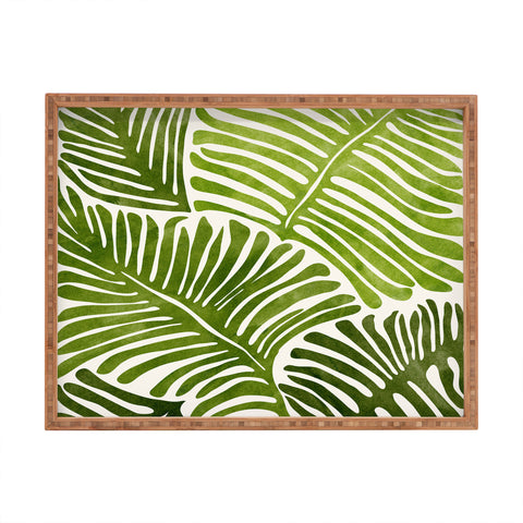 Modern Tropical Summer Fern Simple Modern Watercolor Rectangular Tray