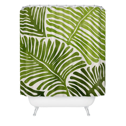 Modern Tropical Summer Fern Simple Modern Watercolor Shower Curtain