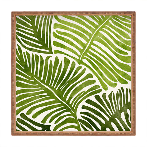 Modern Tropical Summer Fern Simple Modern Watercolor Square Tray