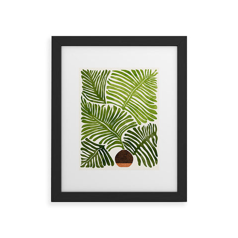 Modern Tropical Summer Fern Simple Modern Watercolor Framed Art Print
