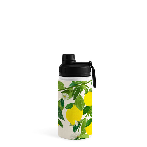 Modern Tropical Summer Lemons Tropical Fruit Water Bottle