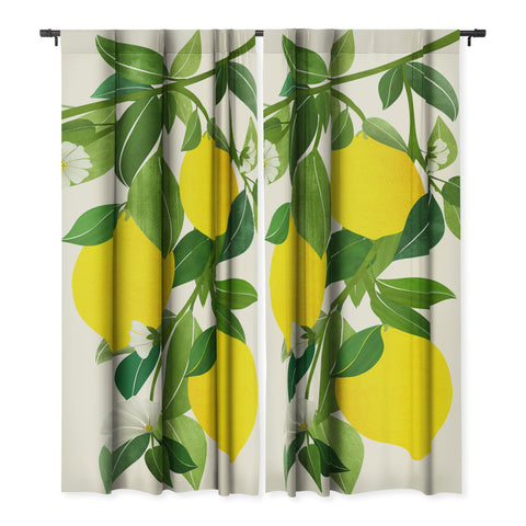 Modern Tropical Summer Lemons Tropical Fruit Blackout Non Repeat