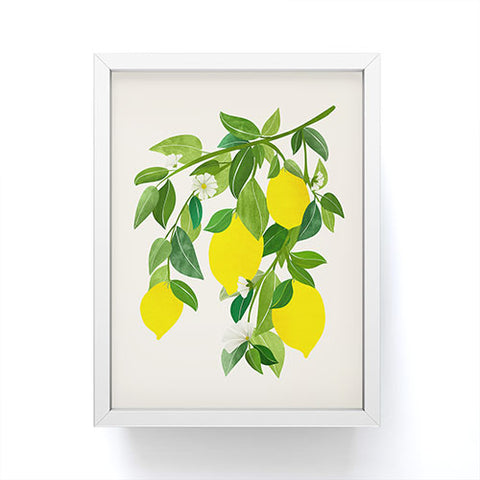 Modern Tropical Summer Lemons Tropical Fruit Framed Mini Art Print