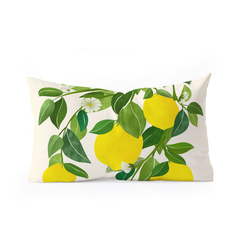 Modern Tropical Summer Lemons Tropical Fruit Oblong Throw Pillow