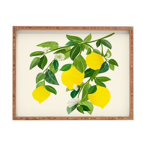 Modern Tropical Summer Lemons Tropical Fruit Rectangular Tray