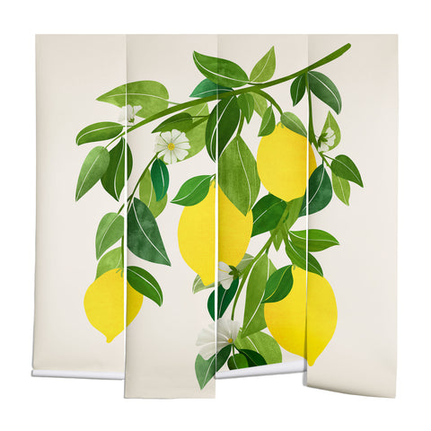 Modern Tropical Summer Lemons Tropical Fruit Wall Mural