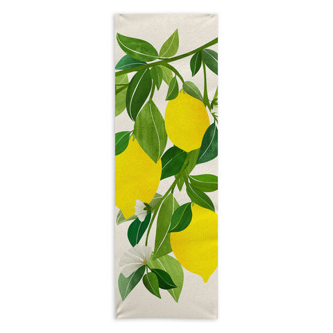 Modern Tropical Summer Lemons Tropical Fruit Yoga Towel