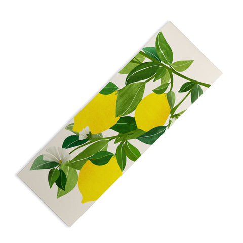 Modern Tropical Summer Lemons Tropical Fruit Yoga Mat