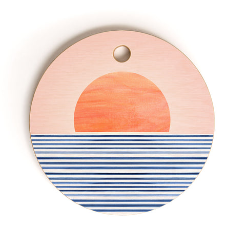 Modern Tropical Summer Sunrise Cutting Board Round