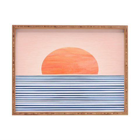 Modern Tropical Summer Sunrise Rectangular Tray