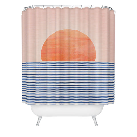 Modern Tropical Summer Sunrise Shower Curtain