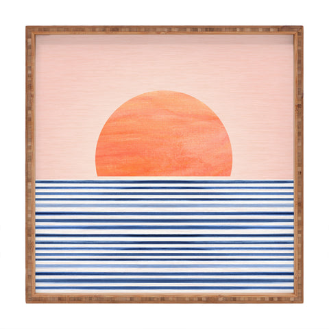 Modern Tropical Summer Sunrise Square Tray